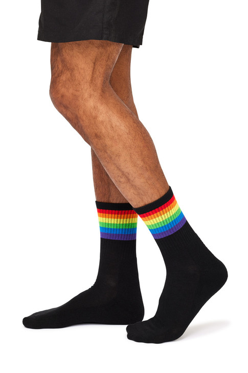 Men’s Cotton Half Crew Sport Socks – Black- Pride