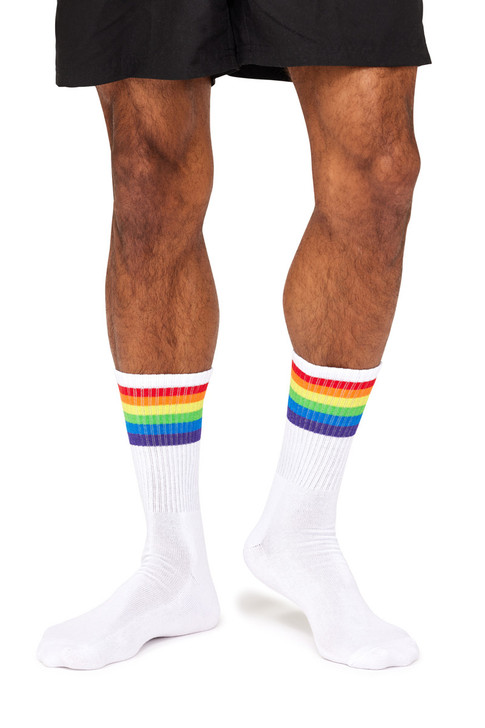 Men’s Cotton Crew Sport Socks –White-  Pride
