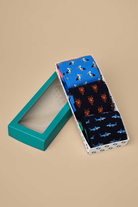 Men's 3 Pairs Cotton Rich Crew Socks - Summer Holiday Gift Box