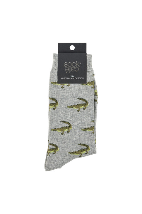 Women's Australian Cotton Rich Crew Socks - Crocodile