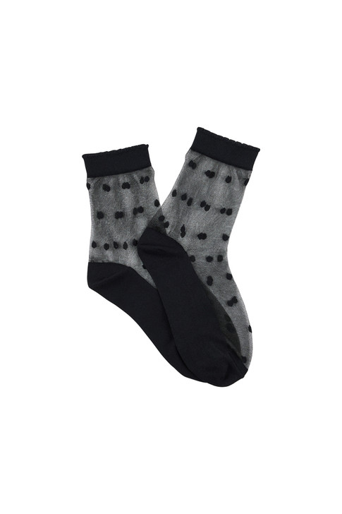 Women's Sheer Quarter Crew Socks- Timeless Polka Dots