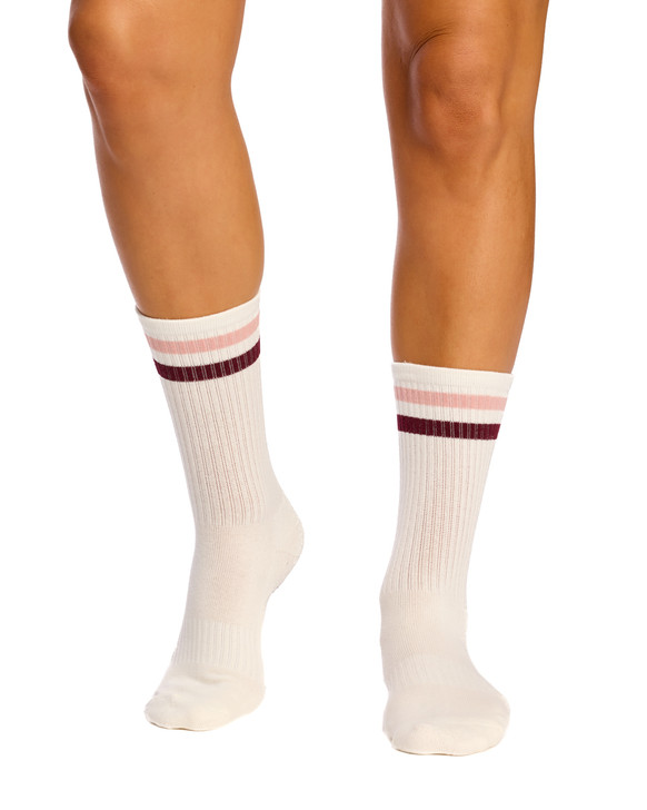Cotton Retro Grip Socks -3 Pack- Cushion Sole -Berries & Cream