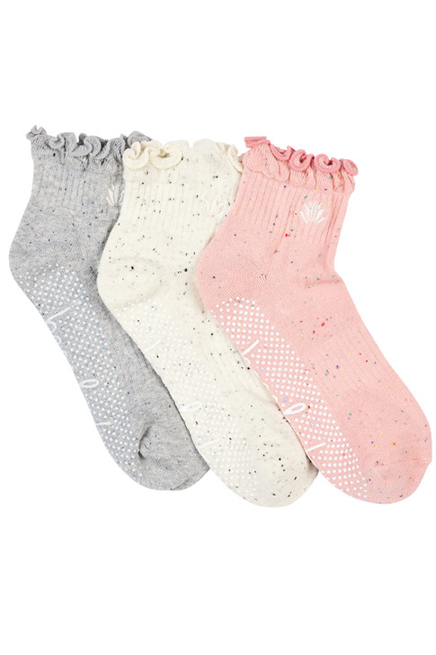 Cotton Frill Grip Socks - 3 Pack- Cushion Sole - Heritage Nep
