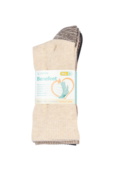 Men's Top to Toe Comfort - Cushion Sole Socks - 3 Pack- Earth Neutrals