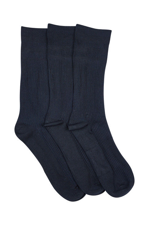 Men's Top to Toe Bamboo - Lightweight Rib Socks - 3 Pack- Navy
