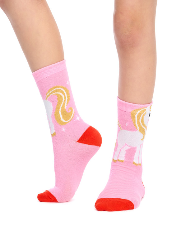 Kid's Cotton Rich Crew socks - 3 Pack - Golden Unicorn