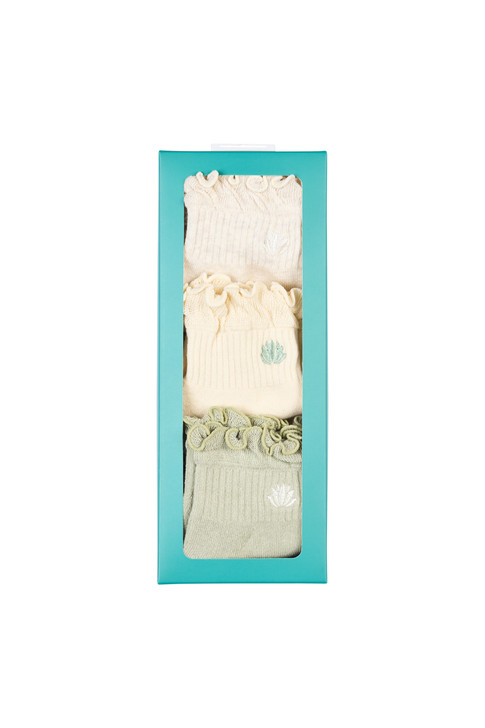 Women's Cotton Quarter Crew Pilates Socks 3 Pack -Sage Gift Box