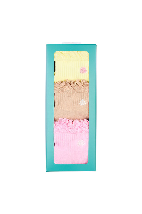 Women's Cotton Quarter Crew Pilates Socks 3 Pack -Fairy Floss Gift Box