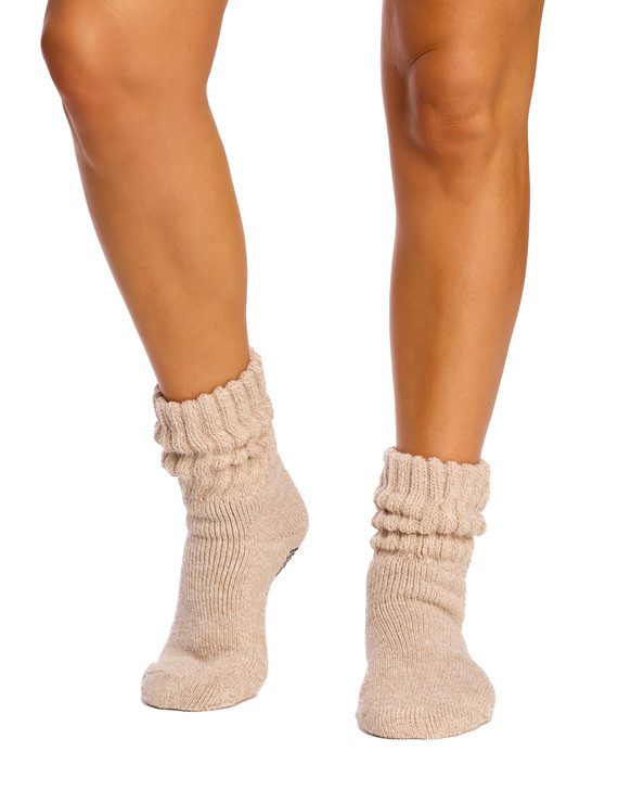 Chunky Slouch Grip Socks- Thermal - Taupe