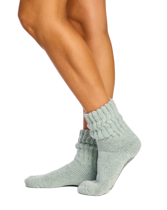 Chunky Slouch Grip Socks- Thermal - Sage