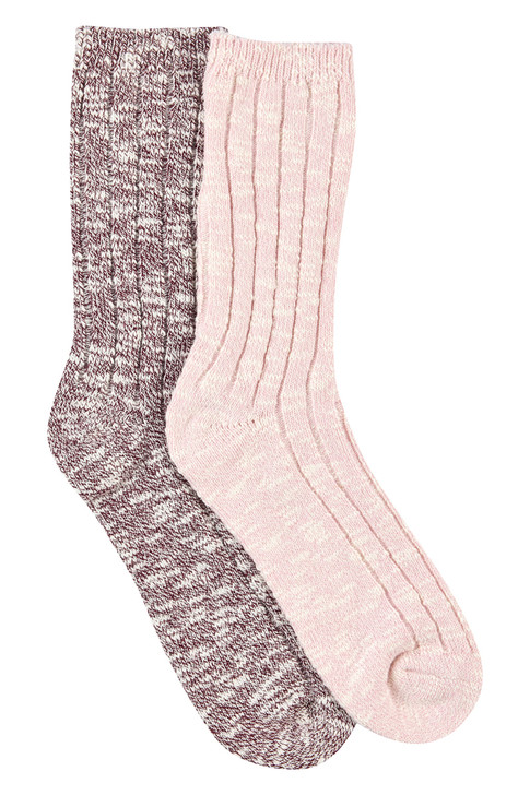 Heritage Slub Socks- 2 Pack- Textured Rib- Cherry Blossom