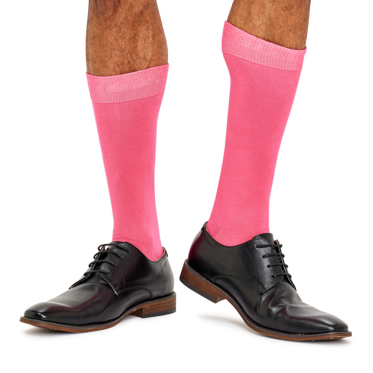 Men's Fine Bamboo Crew Socks - Hot Pink