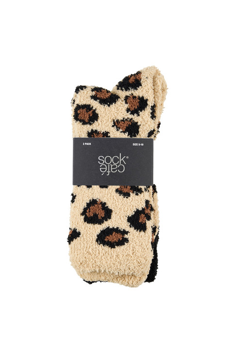 Women's Crew Cosy Socks - 2 Pack - Leopard
