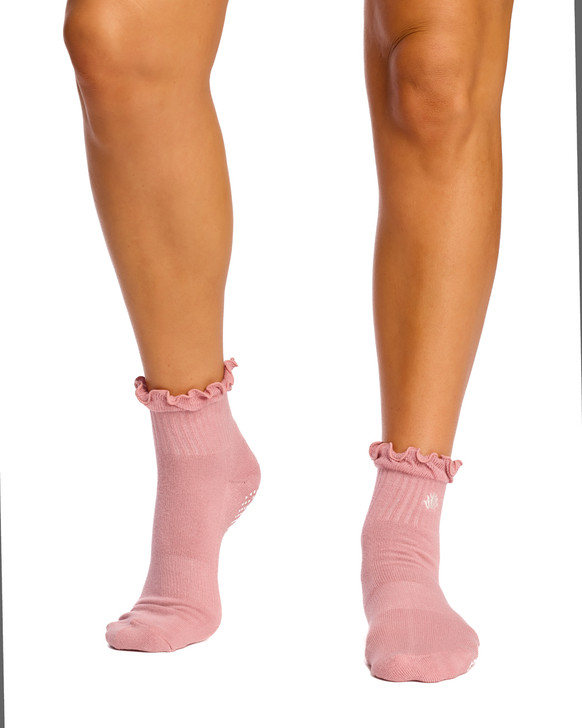 Cotton Frill Grip Socks - 3 Pack- Cushion Sole - Cherry Blossom