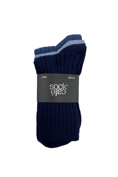 Women's High % Cotton Socks - Pack 3- Deep Sea Blues