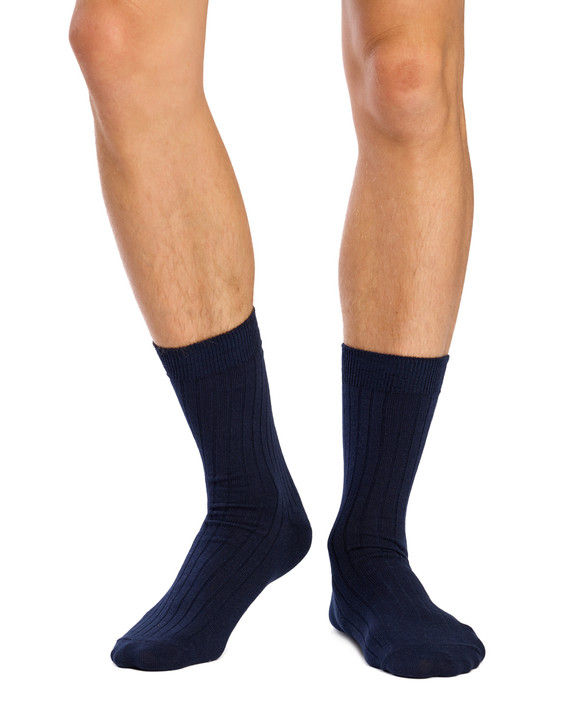 Men's High % Cotton Socks - Pack 3- Deep Sea Blues