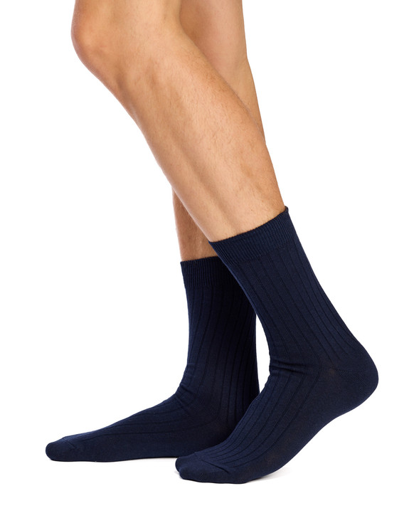 Men's High % Cotton Socks - Pack 3- Deep Sea Blues