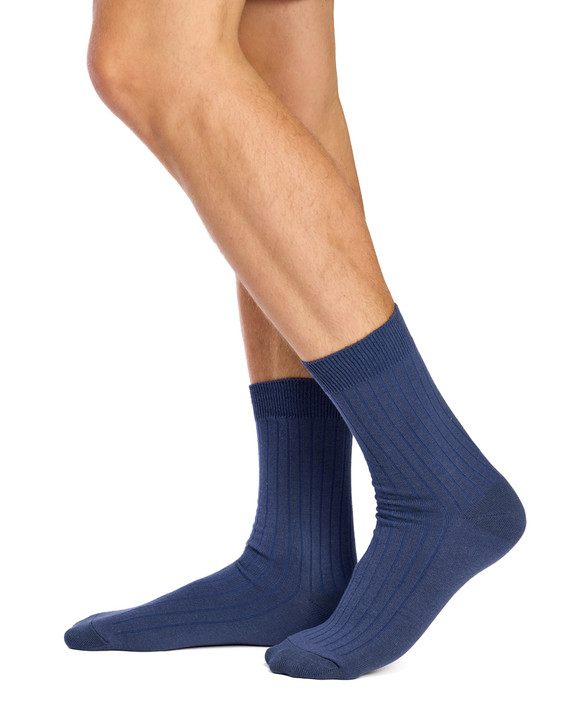 Men's High % Cotton Socks - Pack 3- Deep Sea Blues