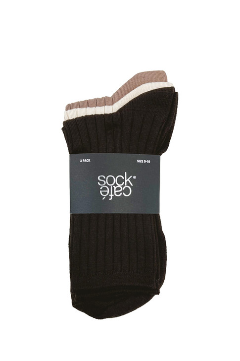 Women's High % Cotton Socks - Pack 3- Café Latte & Chocolate