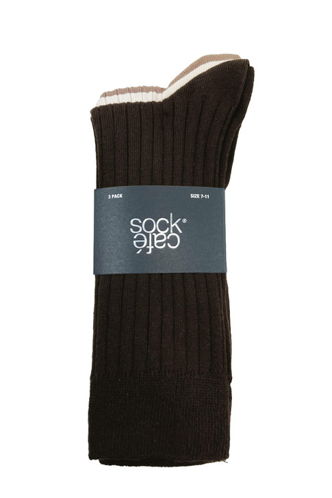 Men's High % Cotton Socks - Pack 3- Caffe Latte & Chocolate