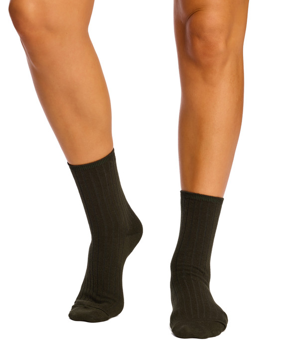 Women's High % Cotton Socks - Pack 3- Leafline Greens