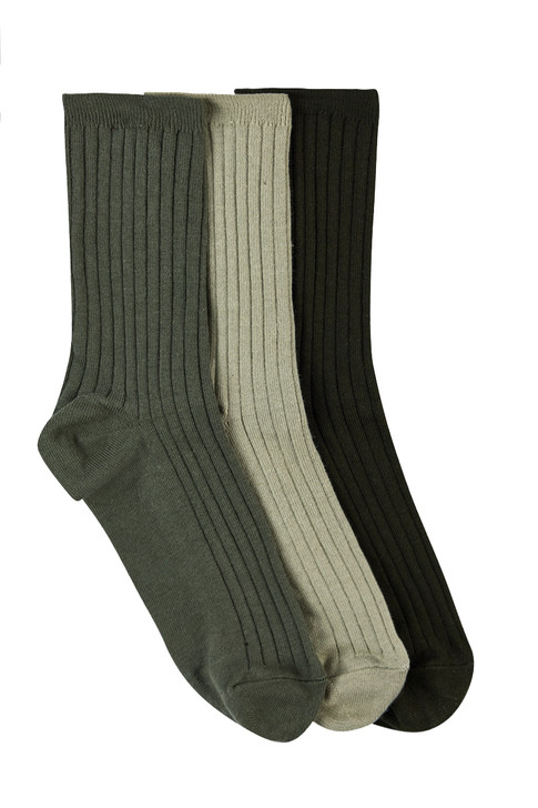 Women's High % Cotton Socks - Pack 3- Leafline Greens