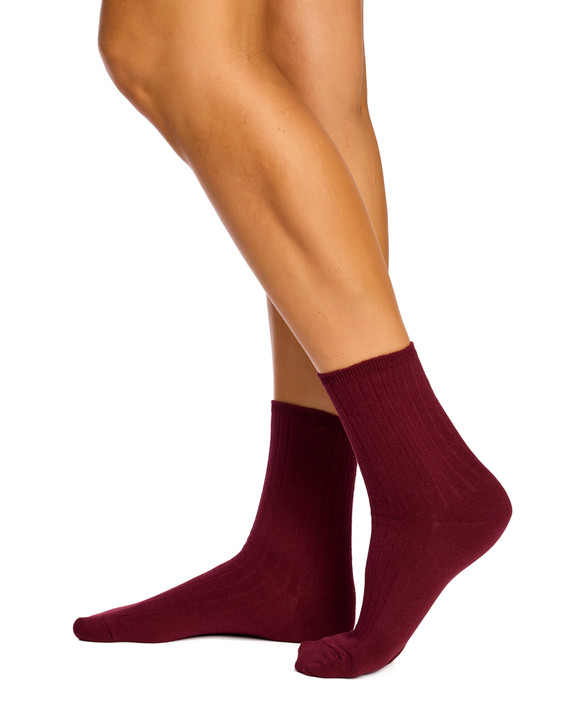 Women's High % Cotton Socks - Pack 3- Cherry Rose
