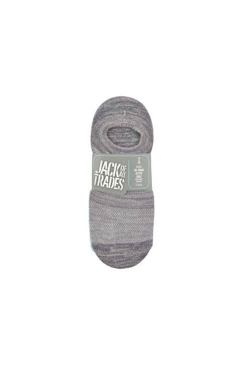 Men's Cotton No Show Active Socks - 3 Pack- Space Dye