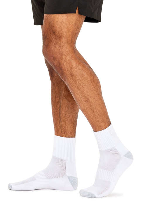 Tough Quarter Crew Cushion Foot Socks - 3 Pack- White