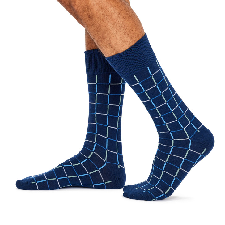 Men's Fine Cotton Fashion Socks - Glasgow Grid
