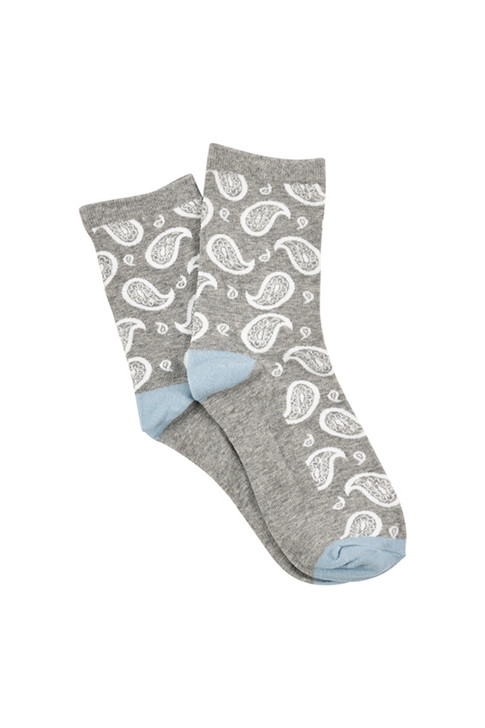 Women's Fine Cotton Half Crew Socks - Paisley