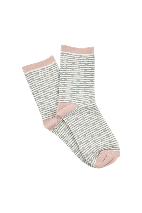 Women's Fine Cotton Quarter Crew Socks - Dots & Stripes