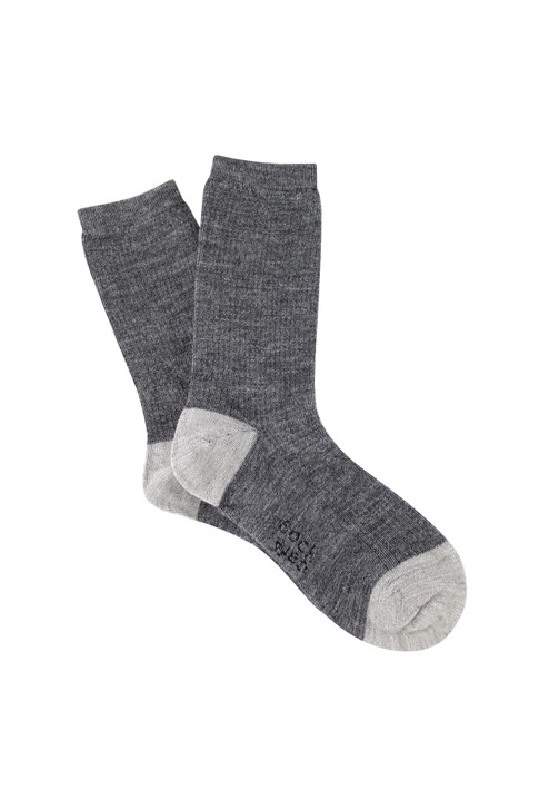Women's Fine Merino Wool Crew Socks - Charcoal