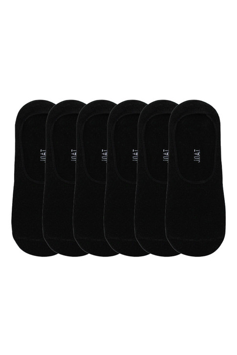 Men's  Cotton Invisible Liners - 6 Pack- Black