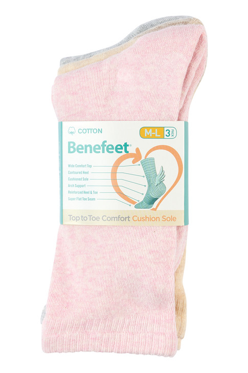 Cotton Top to Toe Comfort - 3 Pack- Cushion Sole- Blushstone