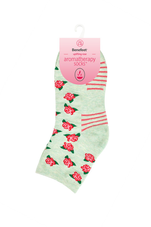 Women’s Aromatherapy™ Cotton Quarter Crew Socks with Massaging Soles - Uplifting Rose