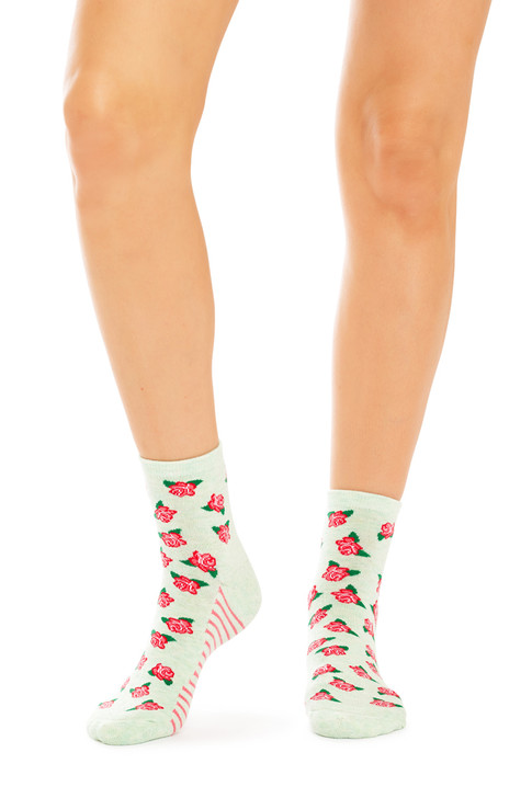 Women’s Aromatherapy™ Cotton Quarter Crew Socks with Massaging Soles - Uplifting Rose