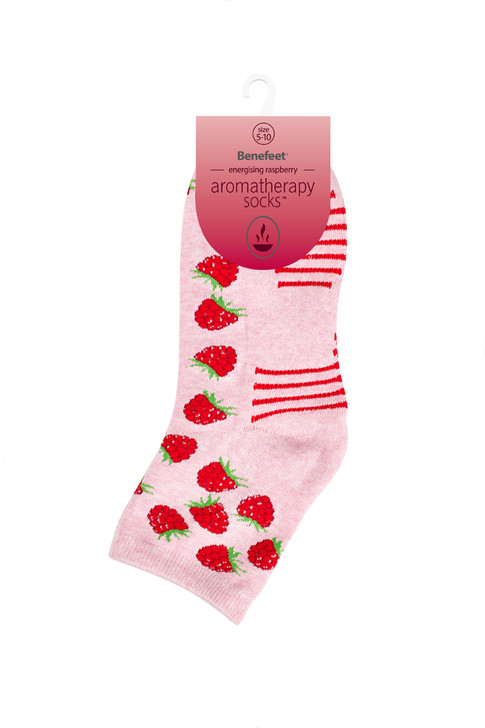 Women’s Aromatherapy™ Cotton Quarter Crew Socks with Massaging Soles - Energising Raspberry