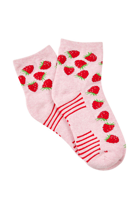 Women’s Aromatherapy™ Cotton Quarter Crew Socks with Massaging Soles - Energising Raspberry