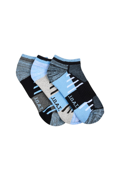 Women's Cotton Low Cut Action Socks with Arch Support 3 Pack - Cornflower Blue