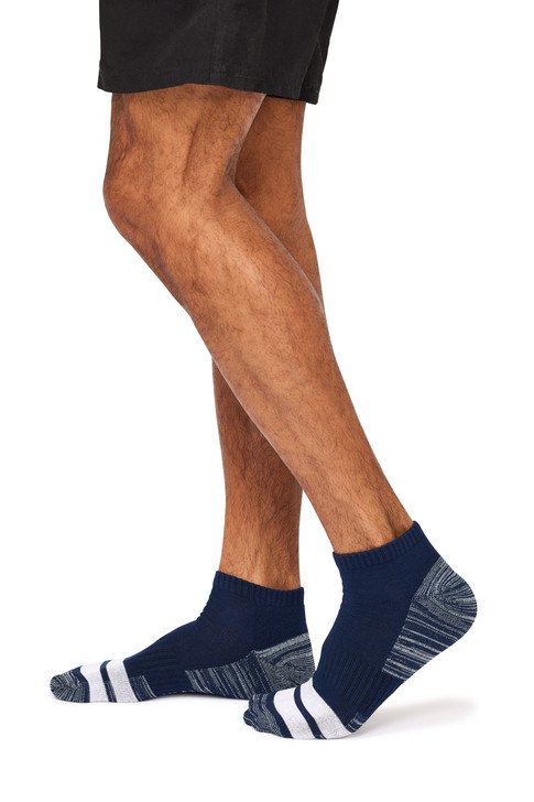 Men's Bamboo Low Cut Action Socks with Arch Support- 3 Pack - Assorted