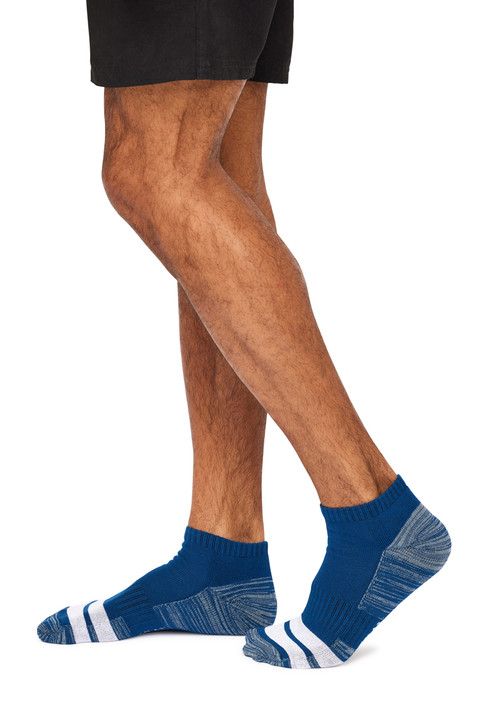 Men's Bamboo Low Cut Action Socks with Arch Support- 3 Pack - Assorted