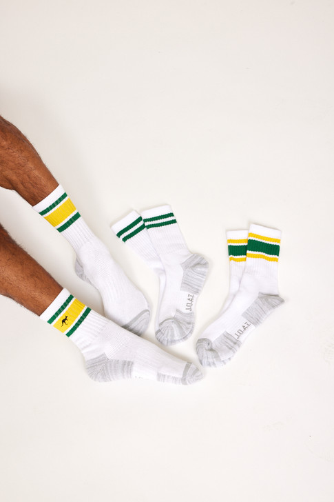 Men’s Cotton Crew Action Socks- 3 Pack - Australia Embroidered Kangaroo