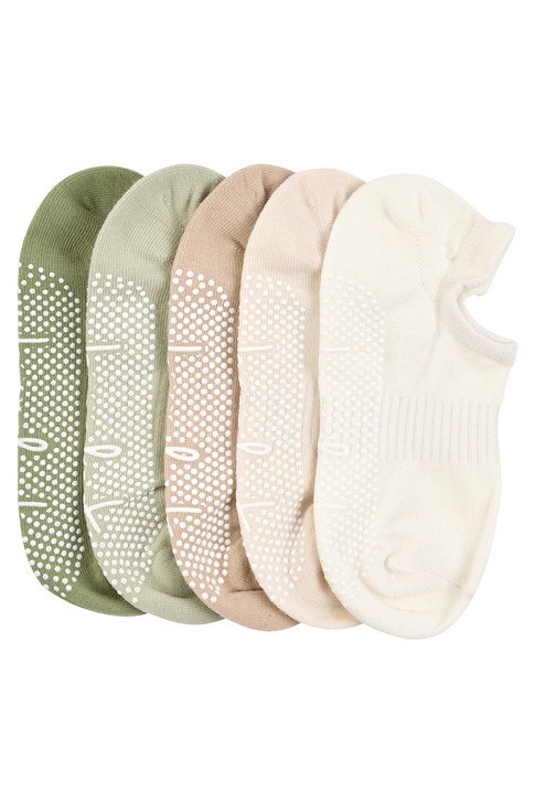 Cotton Grip Socks - 5 Pack- Lightweight-  Autumn Sage