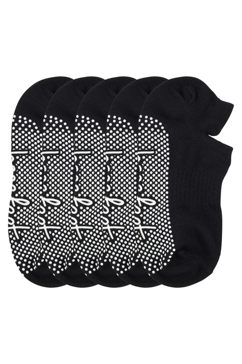Cotton Grip Socks - 5 Pack- Lightweight- Black