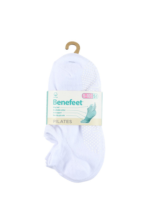 Women's Cotton Pilates No-Show with Non Slip 5 Pack - White