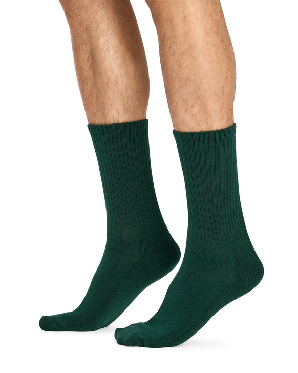 Men's Cotton Rich Crew Sport Style Socks with Cushion Foot- 3 Pack- Palm Tree Embroidery