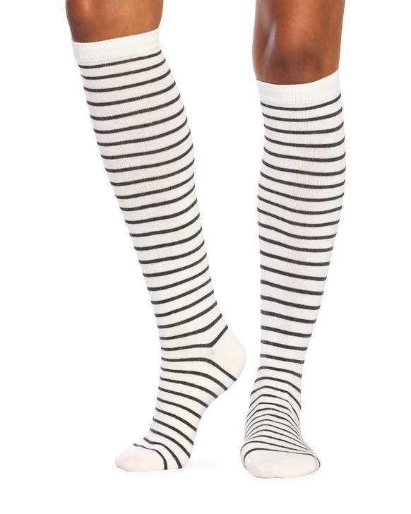 Women's Cotton Knee High Fashion Socks- Bardot Stripes