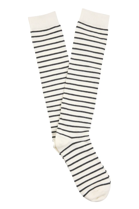 Women's Cotton Knee High Fashion Socks- Bardot Stripes