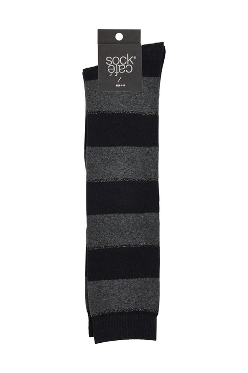Women's Cotton Knee High Fashion Socks- Lurex Stripe
